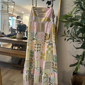 Amazon Pink and Yellow Patchwork Maxi Dress